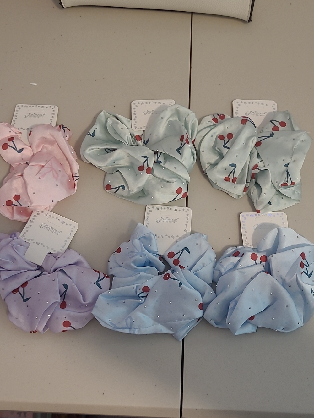 Cherry Print Scrunchie - Pastel Colors